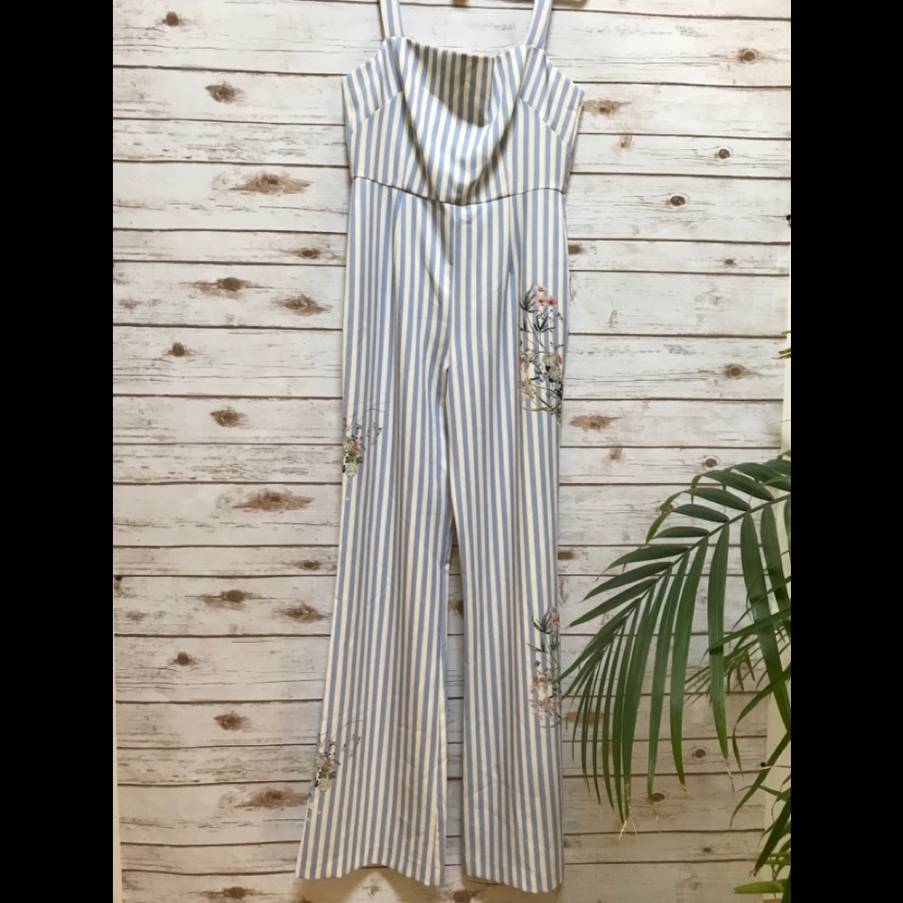 Black Halo Striped Floral romper size 12